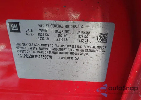 2016 Chevrolet Cruze Limited Ls Auto z USA, uszkodzony, nr VIN 1G1PC5SG7G7139078